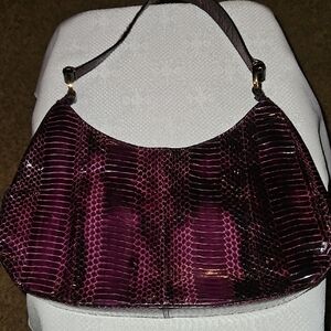 Vintage 80s J Renee  Purple Snakeskin Top Handle Classic  Women's Bag